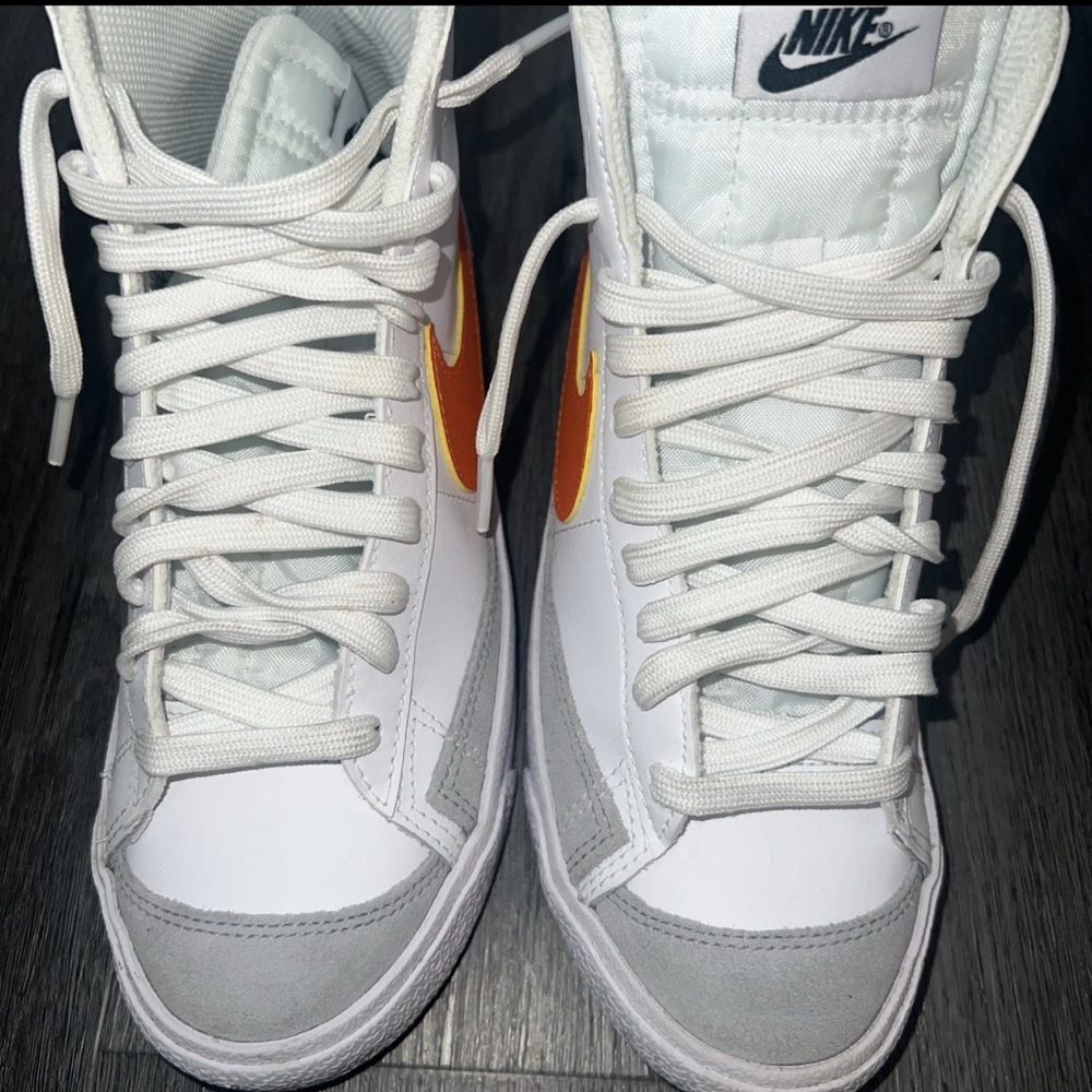 Nike White and Orange High-Tops